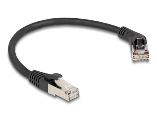 Delock RJ45 hálózati kábel Cat.6A S/FTP 45 -ben jobbra hajlított apa   egyenes apa 0,25 m fekete (80487)