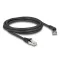 Delock RJ45 hálózati kábel Cat.6A S/FTP 45 -ben jobbra hajlított apa   egyenes apa 2 m fekete (80490)