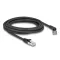Delock RJ45 hálózati kábel Cat.6A S/FTP 45 -ben jobbra hajlított apa   egyenes apa 3 m fekete (80498)