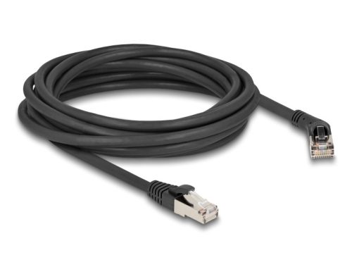 Delock RJ45 hálózati kábel Cat.6A S/FTP 45 -ben jobbra hajlított apa   egyenes apa 5 m fekete (80499)