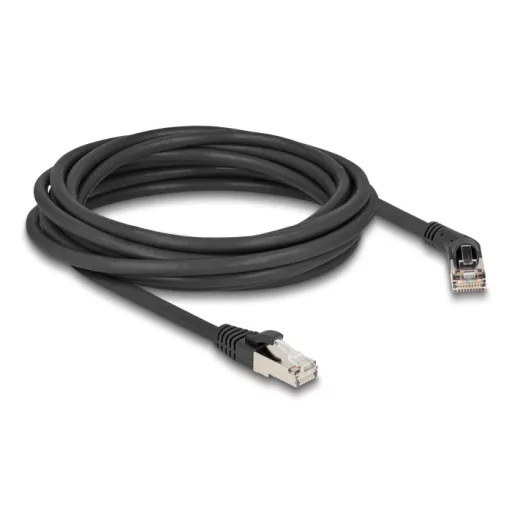 Delock RJ45 hálózati kábel Cat.6A S/FTP 45 -ben jobbra hajlított apa   egyenes apa 5 m fekete (80499)