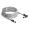 Delock M12 kábel L-kódolt 5 tűs jobbra hajlított apa   egyenes anya PUR húzóláncokhoz alkalmas 5 m szürke (80552)