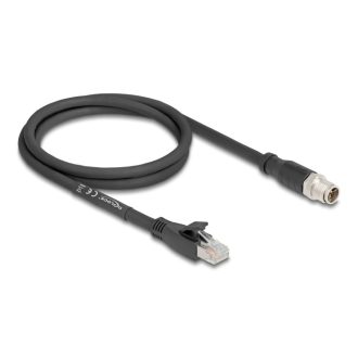  Delock M12 kábel X-kódolt 8 tűs apa - RJ45 apa Cat.5e S/FTP flexibilis 1 m fekete (80577)