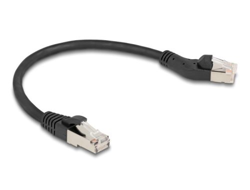 Delock RJ45 hálózati kábel Cat.6A S/FTP 45 -ben jobbra hajlított apa   egyenes apa 0,25 m, fekete (80582)