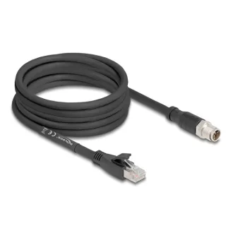   Delock M12 kábel X-kódolt 8 tűs apa - RJ45 apa Cat.5e S/FTP flexibilis 5 m fekete (80585)