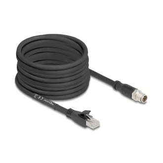   Delock M12 kábel X-kódolt 8 tűs apa - RJ45 apa Cat.5e S/FTP flexibilis 10 m fekete (80586)