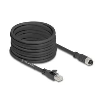   Delock M12 kábel X-kódolt 8 tűs apa - RJ45 anya Cat.5e S/FTP flexibilis 10 m fekete (80595)