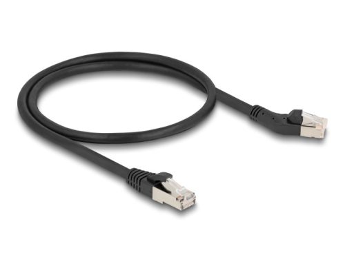 Delock RJ45 hálózati kábel Cat.6A S/FTP 45 -ben jobbra hajlított apa   egyenes apa 0,5 m, fekete (80598)