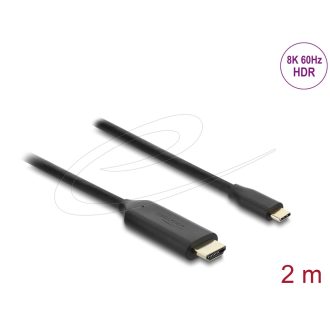   Delock USB Type-C  - HDMI kábel (DP Alt Mode) 8K 60 Hz-hez HDR funkcióval 2 m fekete (80599)