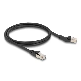   Delock RJ45 hálózati kábel Cat.6A S/FTP 45 -ben jobbra hajlított apa   egyenes apa 1 m, fekete (80608)