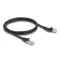 Delock RJ45 hálózati kábel Cat.6A S/FTP 45 -ben jobbra hajlított apa   egyenes apa 1 m, fekete (80608)