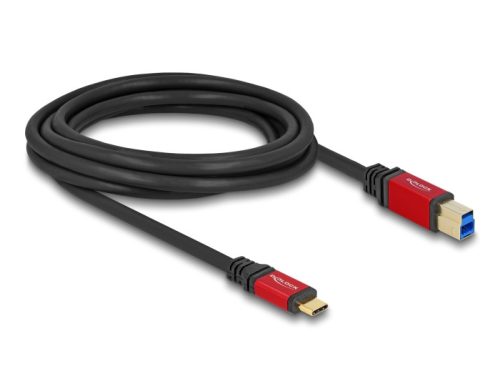 Delock USB 5 Gbps kábel USB Type-C  apa - USB B-típusú apa 3 m piros fém