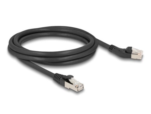Delock RJ45 hálózati kábel Cat.6A S/FTP 45 -ben jobbra hajlított apa   egyenes apa 2 m, fekete (80615)