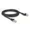 Delock RJ45 hálózati kábel Cat.6A S/FTP 45 -ben jobbra hajlított apa   egyenes apa 2 m, fekete (80615)