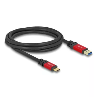   Delock USB 10 Gbps kábel USB A-típusú apa - USB Type-C  apa 2 m piros fém (80618)
