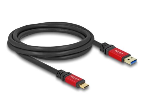 Delock USB 10 Gbps kábel USB A-típusú apa - USB Type-C  apa 2 m piros fém