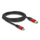 Delock USB 10 Gbps kábel USB A-típusú apa - USB Type-C  apa 2 m piros fém