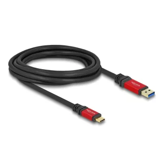   Delock USB 10 Gbps kábel USB A-típusú apa - USB Type-C  apa 3 m piros fém (80619)
