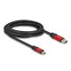 Delock USB 10 Gbps kábel USB A-típusú apa - USB Type-C  apa 3 m piros fém