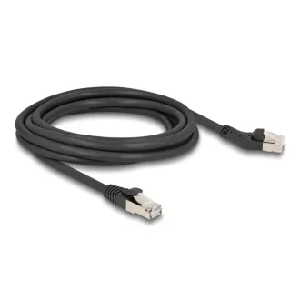  Delock RJ45 hálózati kábel Cat.6A S/FTP 45 -ben jobbra hajlított apa   egyenes apa 3 m, fekete (80624)