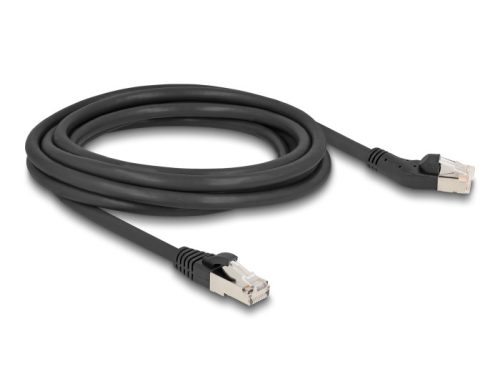 Delock RJ45 hálózati kábel Cat.6A S/FTP 45 -ben jobbra hajlított apa   egyenes apa 3 m, fekete (80624)