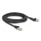 Delock RJ45 hálózati kábel Cat.6A S/FTP 45 -ben jobbra hajlított apa   egyenes apa 3 m, fekete (80624)