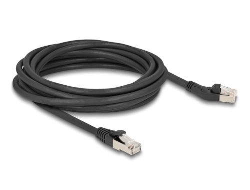 Delock RJ45 hálózati kábel Cat.6A S/FTP 45 -ben jobbra hajlított apa   egyenes apa 5 m, fekete (80625)