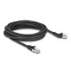 Delock RJ45 hálózati kábel Cat.6A S/FTP 45 -ben jobbra hajlított apa   egyenes apa 5 m, fekete (80625)