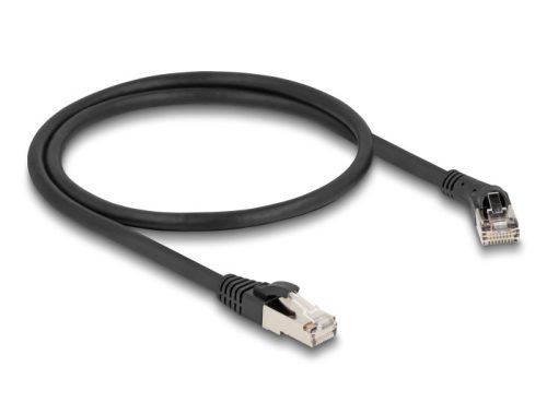 Delock RJ45 hálózati kábel Cat.8.1 S/FTP 45 -ben jobbra hajlított apa   egyenes apa, akár 40 Gbps, 0,5 m, fekete (80627)