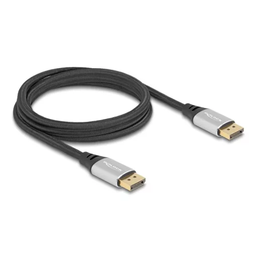 Delock DisplayPort kábel 16K 60 Hz 2 m ezüst fém (80634)