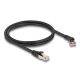 Delock RJ45 hálózati kábel Cat.8.1 S/FTP 45 -ben jobbra hajlított apa   egyenes apa, akár 40 Gbps, 1 m, fekete (80637)