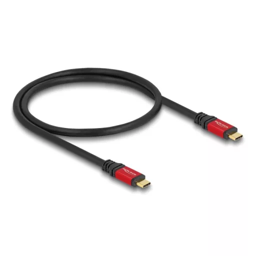 Delock USB 20 Gbps kábel USB Type-C  apa - apa PD 3.0 100 W E-Marker 0,5 m piros fém (80651)