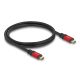Delock USB 20 Gbps kábel USB Type-C  apa - apa PD 3.0 100 W E-Marker 0,8 m piros fém (80652)