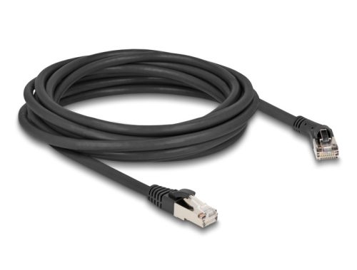 Delock RJ45 hálózati kábel Cat.8.1 S/FTP 45 -ben jobbra hajlított apa   egyenes apa, akár 40 Gbps, 5 m, fekete (80707)