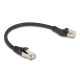 Delock RJ45 hálózati kábel Cat.8.1 S/FTP 45 -ben balra hajlított apa   egyenes apa, akár 40 Gbps, 0,25 m, fekete (80734)