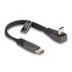 Delock USB 2.0 Laposkábel USB Type-C  apa - USB Type-C  apa USB Type-C  apa hajlított PD 3.0 60 W 14 cm fekete