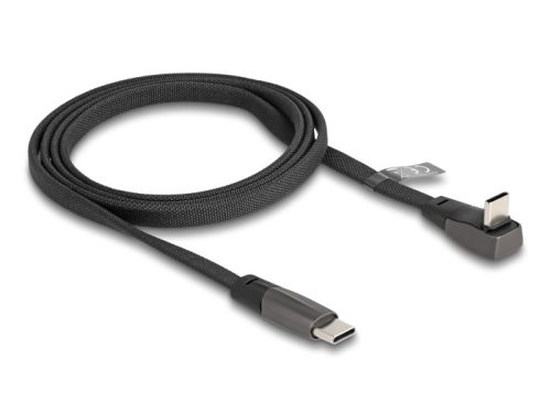 Delock USB 2.0 Laposkábel USB Type-C  apa - USB Type-C  apa USB Type-C  apa hajlított PD 3.0 60 W 1 m fekete