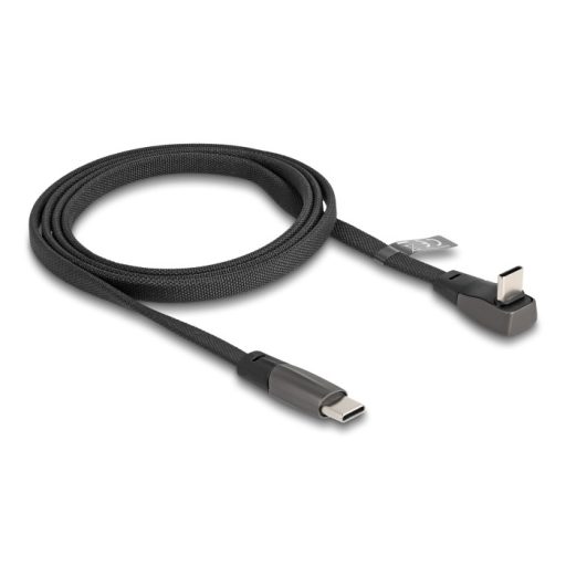 Delock USB 2.0 Laposkábel USB Type-C  apa - USB Type-C  apa USB Type-C  apa hajlított PD 3.0 60 W 1 m fekete (80751)