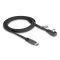 Delock USB 2.0 Laposkábel USB Type-C  apa - USB Type-C  apa USB Type-C  apa hajlított PD 3.0 60 W 1 m fekete (80751)