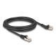 Delock RJ45 hálózati kábel Cat.8.1 S/FTP 45 -ben balra hajlított apa   egyenes apa, akár 40 Gbps, 2 m, fekete (80753)