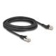 Delock RJ45 hálózati kábel Cat.8.1 S/FTP 45 -ben balra hajlított apa   egyenes apa, akár 40 Gbps, 3 m, fekete (80754)