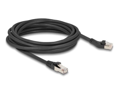 Delock RJ45 hálózati kábel Cat.8.1 S/FTP 45 -ben balra hajlított apa   egyenes apa, akár 40 Gbps, 5 m, fekete (80755)