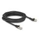 Delock RJ45 hálózati kábel Cat.8.1 S/FTP 45 -ben balra hajlított apa   egyenes apa, akár 40 Gbps, 5 m, fekete (80755)