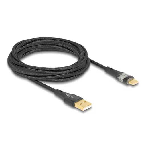 Delock USB 2.0 kábel A-típusú apa - USB Type-C  apa gyors töltővel 60 W áttetsző 3 m (80762)