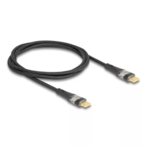 Delock Adat és gyors töltő kábel USB 2.0 USB Type-C  apa-apa átlátszó PD 3.0 100 W 1 m (80763)