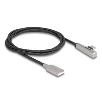   Delock Kábel USB 2.0 A-típusú apa - USB Type-C  apa hajlított, LED fénnyel és gyors töltő funkcióval 60 W 1 m (80766)