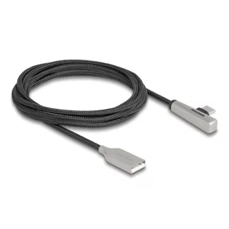   Delock Kábel USB 2.0 A-típusú apa - USB Type-C  apa hajlított, LED fénnyel és gyors töltő funkcióval 60 W 2 m (80767)