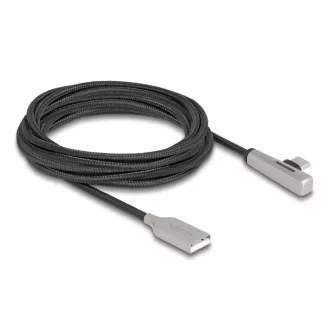   Delock Kábel USB 2.0 A-típusú apa - USB Type-C  apa hajlított, LED fénnyel és gyors töltő funkcióval 60 W 3 m (80768)