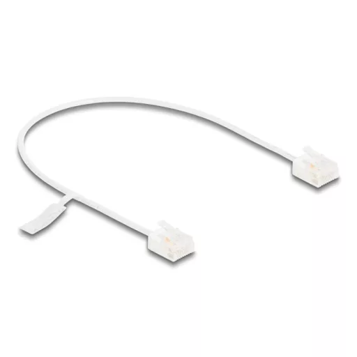 Delock RJ45 hálózati kábel Cat.6 UTP ultravékony 0,3 m fehér rövid csatlakoztatókkal (80772)