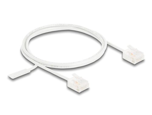 Delock RJ45 hálózati kábel Cat.6 UTP ultravékony 1 m fehér rövid csatlakoztatókkal (80774)